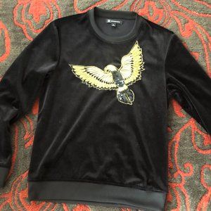 INC International Concepts Black Velvet Sequin/Beaded Eagle Sweatshirt (Medium)